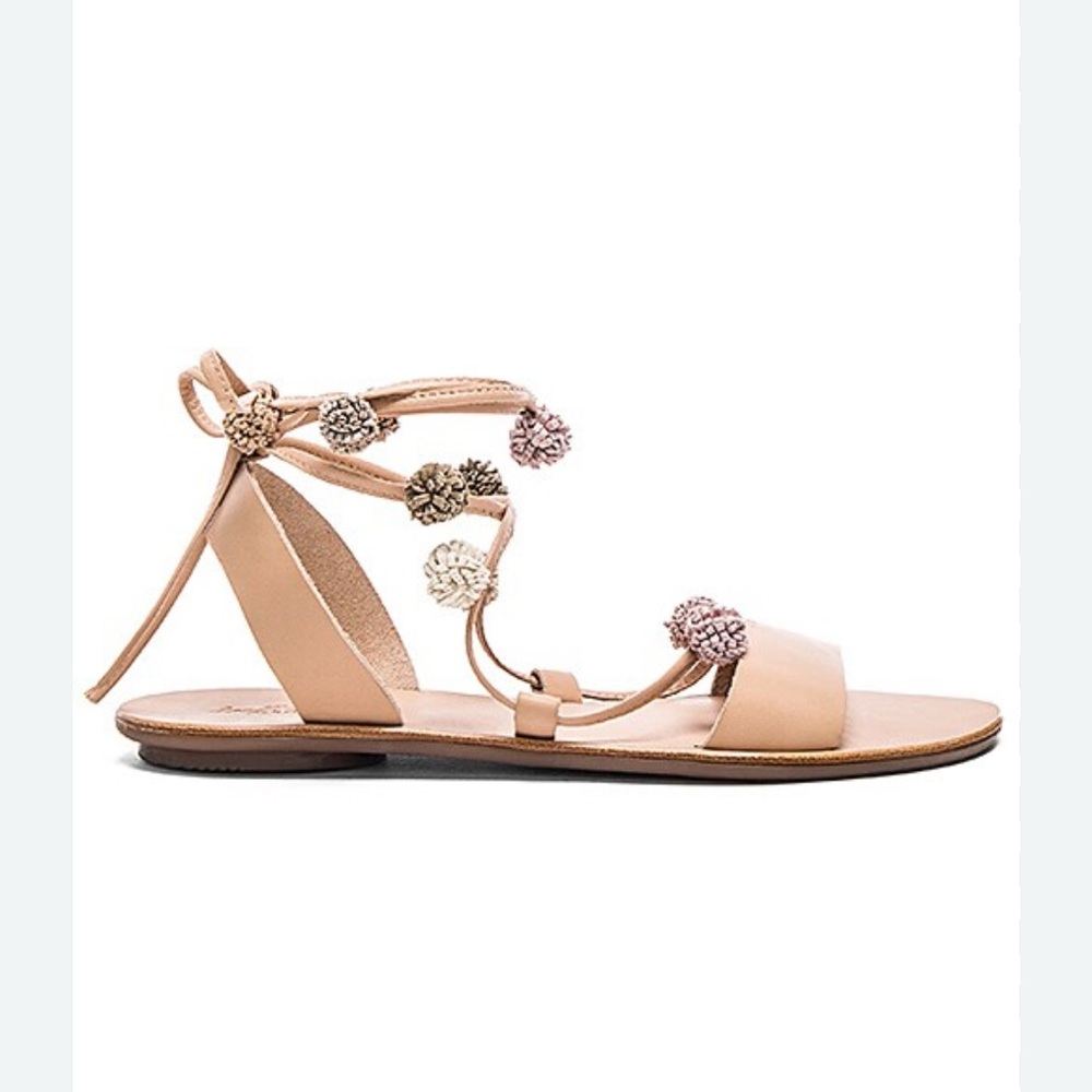 Loeffler Randall | NWOT - Saskia Sandal - Leather wrap with Pom Poms - Size 8.5